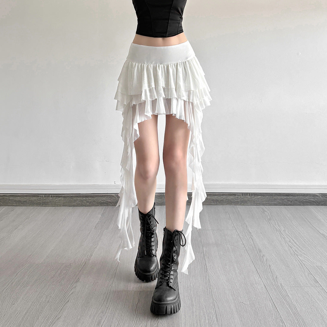 Pure Hot Girl High Waist All-matching Irregular Skirt - kinko