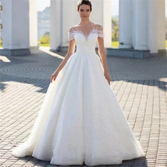 Off-shoulder Light Wedding Dress Bridal Main Yarn Lace Wedding Veil Small Trailing - kinko