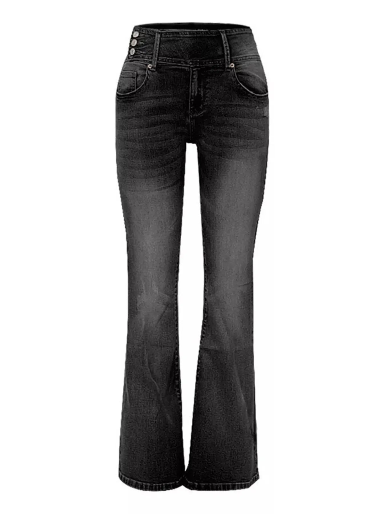 Full Size Vintage Wash Flare Jeans Plus Size - kinko