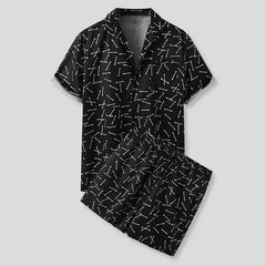 Men's Full Size Button Up Shirt and Shorts Set Plus Size - kinko