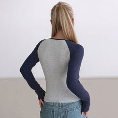 Women's Casual T-shirt Long Sleeve Bottoming Top - kinko