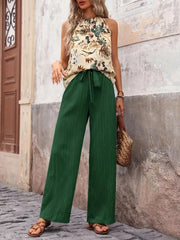 Printed Tank Top and Wide Leg Pants Set - kinko