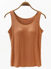 Full Size Wide Strap Modal Tank with Bra - kinko