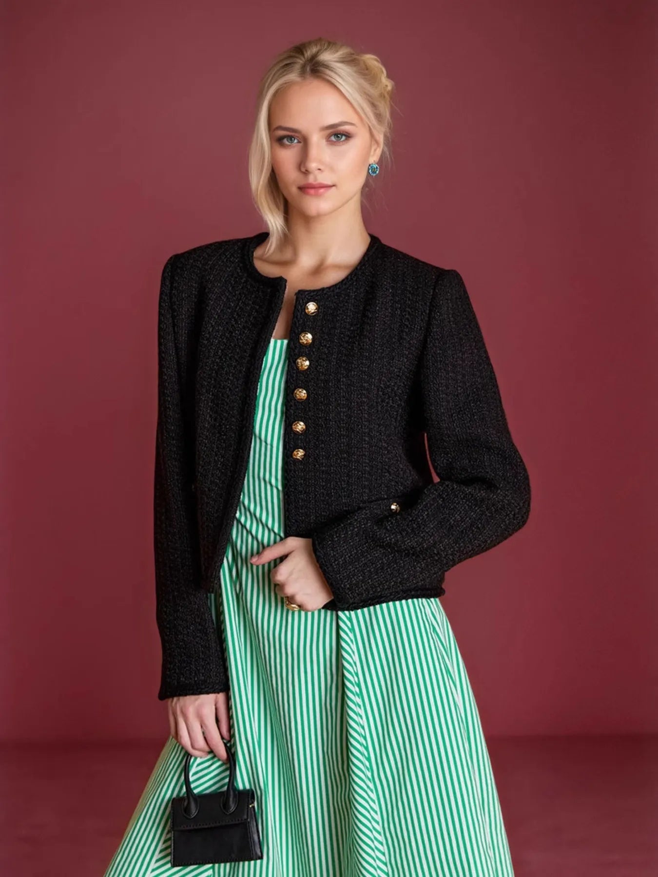Button Up Long Sleeve Textured Outerwear - kinko