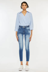 Kancan Distressed Raw Hem High Waist Jeans - kinko