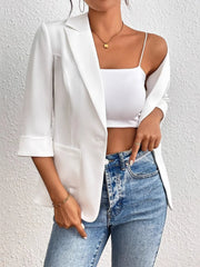 Classic Lapel Collar One Button Blazer - kinko