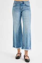RISEN Full Size Mid Rise Crop Wide Leg Jeans Plus Size - kinko
