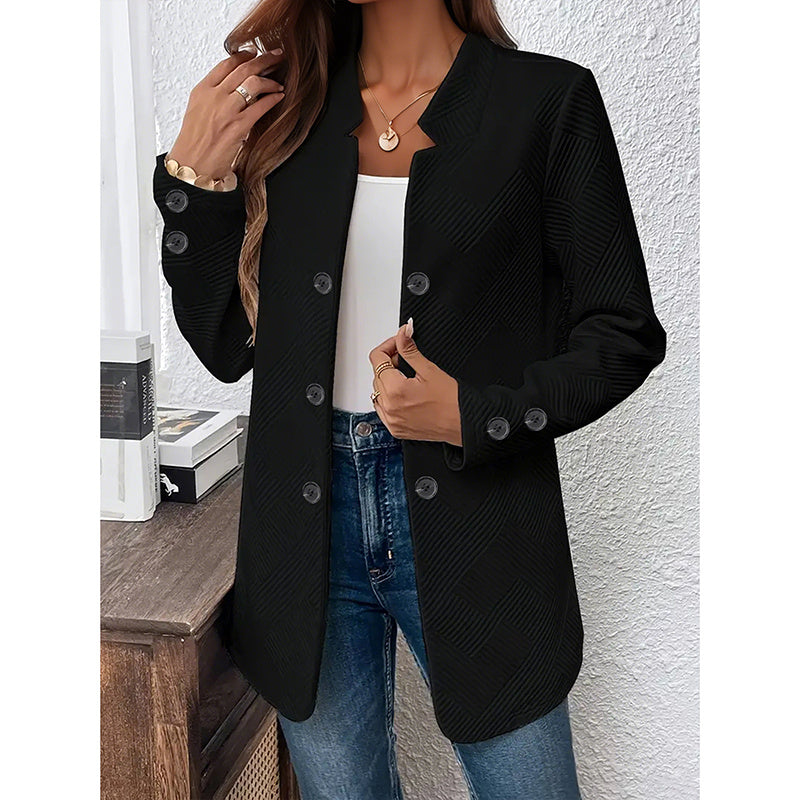 Women's Casual Business Open Front Cardigan Coat Long Sleeve Notch Collar Office Blazer Jacket - kinko
