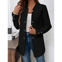 Women's Casual Business Open Front Cardigan Coat Long Sleeve Notch Collar Office Blazer Jacket - kinko