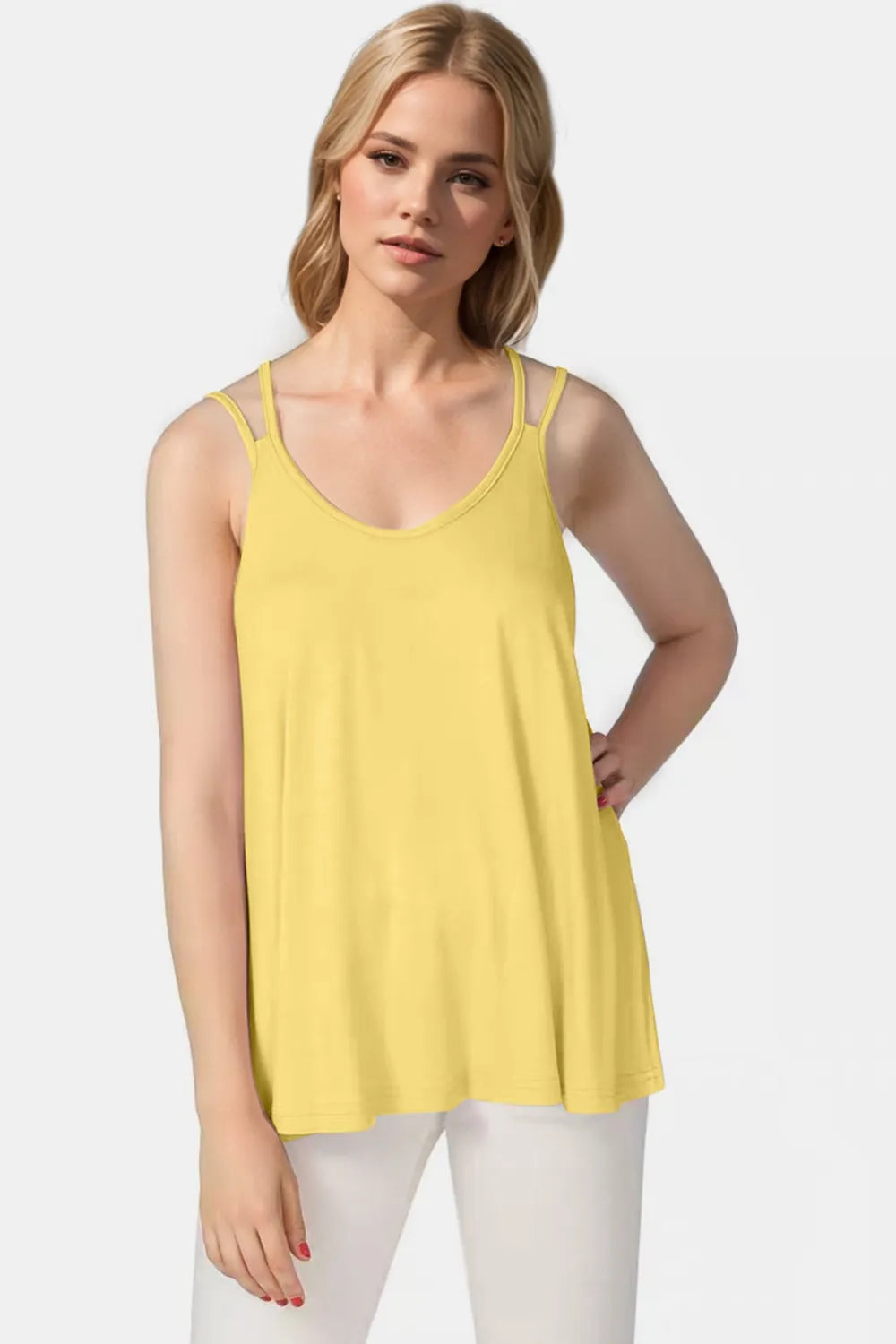 Basic Bae Bamboo Scoop Neck Double Spaghetti Straps Cami - kinko