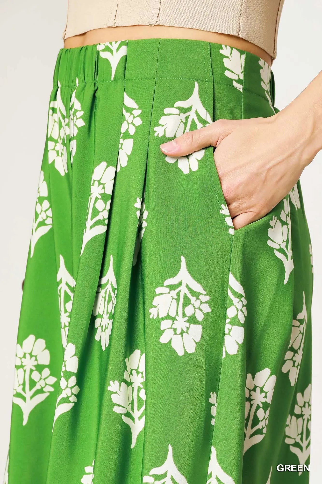 Umgee Floral Pleated Wide-Leg Pants - kinko