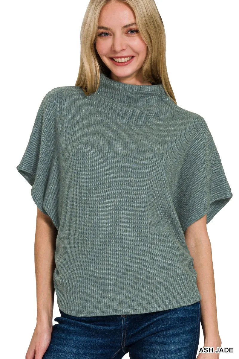 Zenana Mock Neck Top and Pants Sweater Set - kinko
