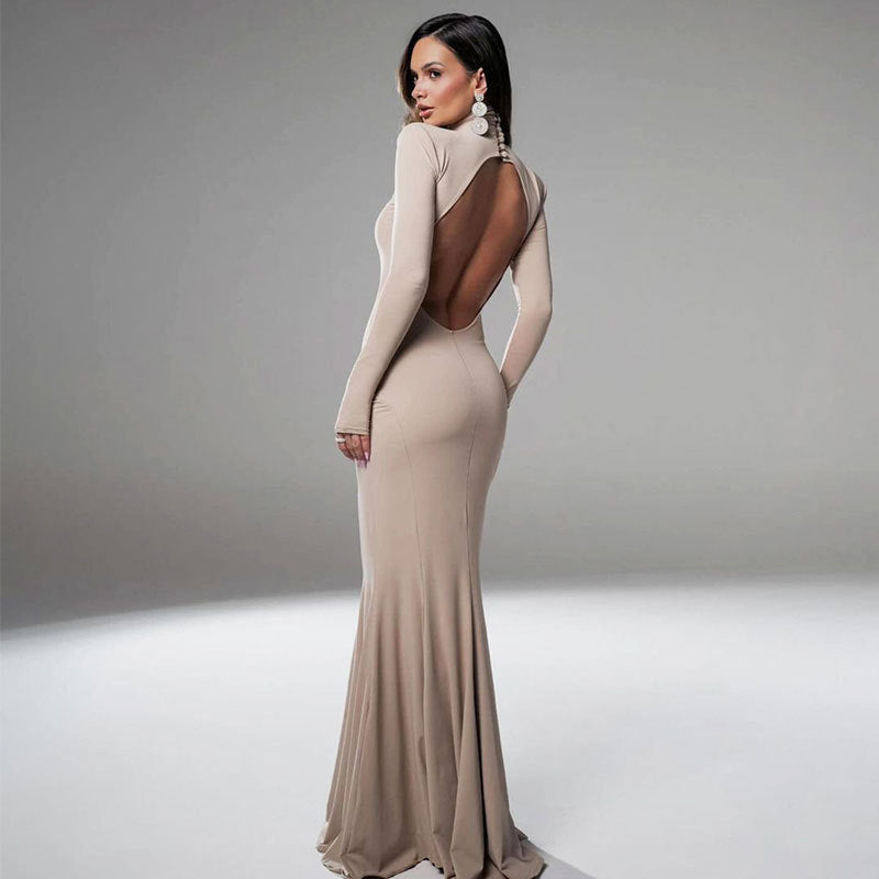 Women's Skinny Hip Skirt Backless Evening Party Dress - kinko