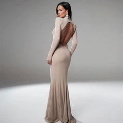Women's Skinny Hip Skirt Backless Evening Party Dress - kinko