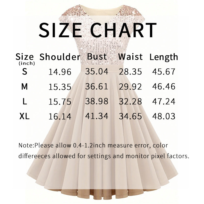 Women's Elegant Sequin V Neck Cap Sleeves Pleated Evening Cocktail Dress - kinko