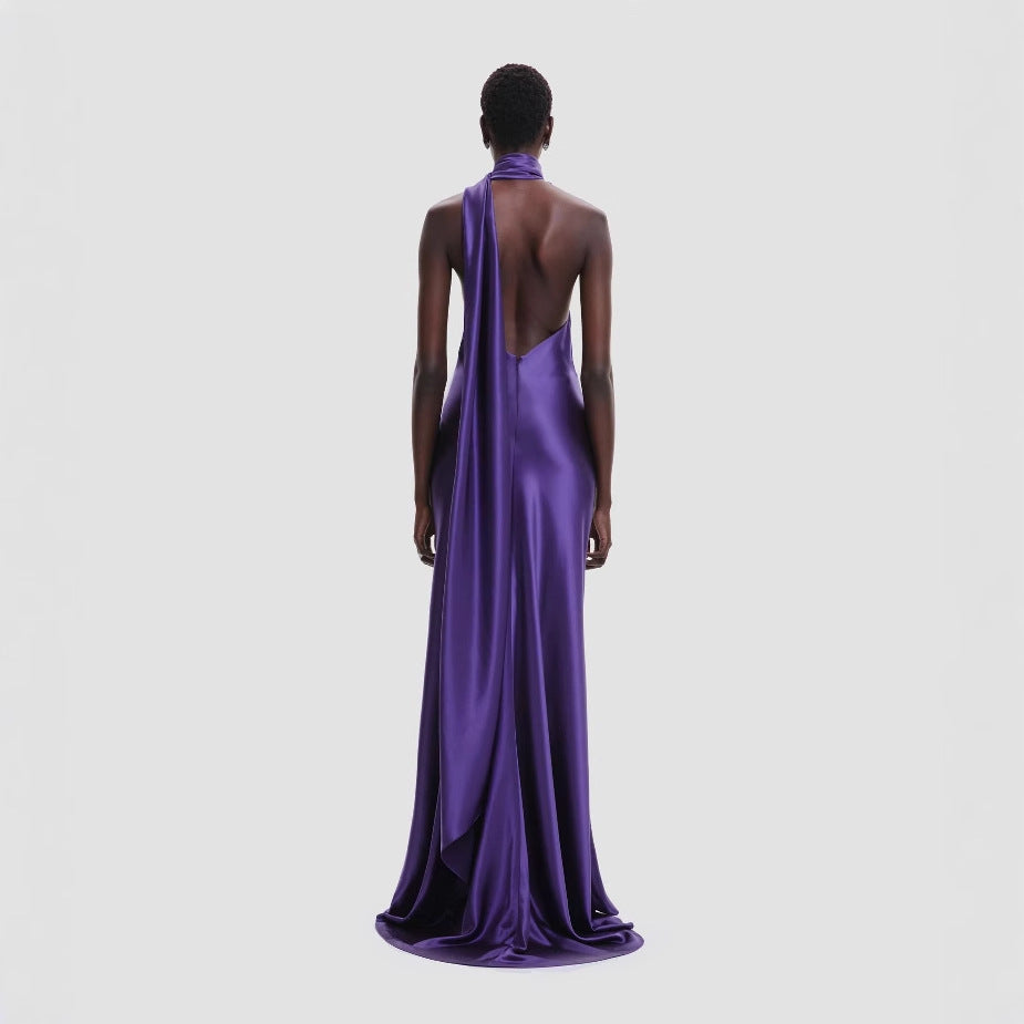 Fitted High Waist Pure Color Holder Evening Dress - kinko
