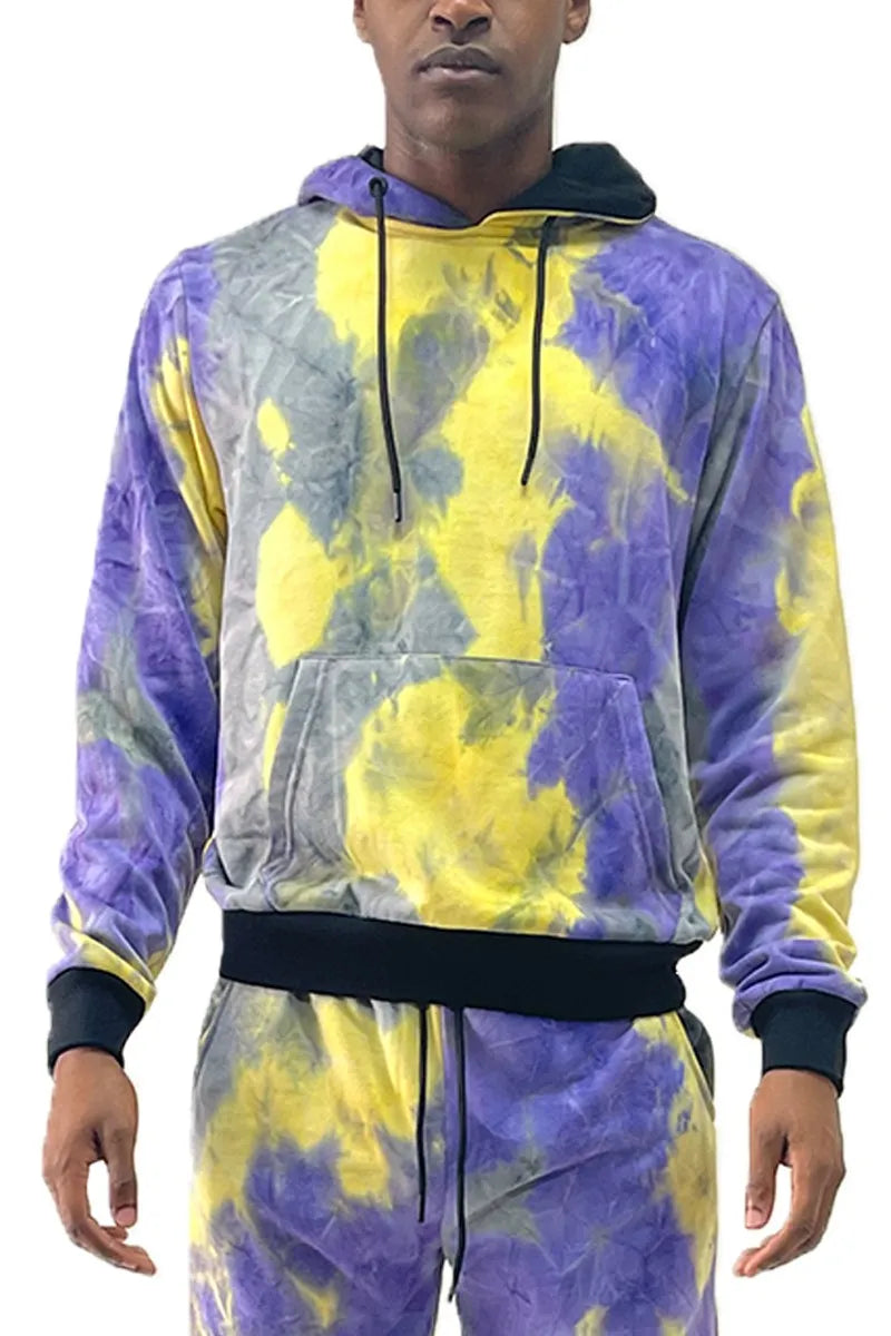 WEIV Men's Full Size Drawstring Cotton Tye Dye Hoodie Plus Size - kinko