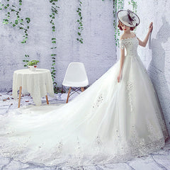 Wedding Dress Bride One-shoulder Trailing French Veil Hepburn Female - kinko