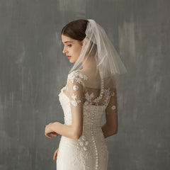 Women's Retro Short Wedding Bride Headdress - kinko