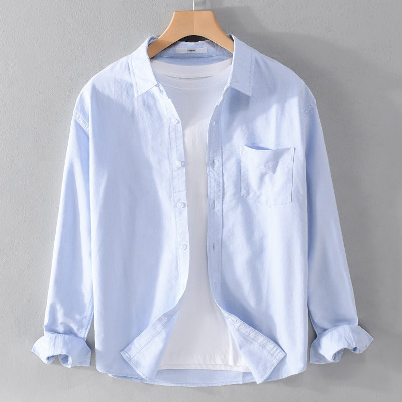Solid Color Shirt Boys Coat Spring And Autumn Long Sleeve White Autumn Top - kinko