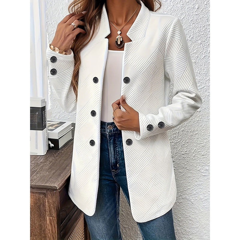Women's Casual Business Open Front Cardigan Coat Long Sleeve Notch Collar Office Blazer Jacket - kinko
