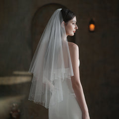 Exquisite Handmade Beaded Bridal Veil - kinko