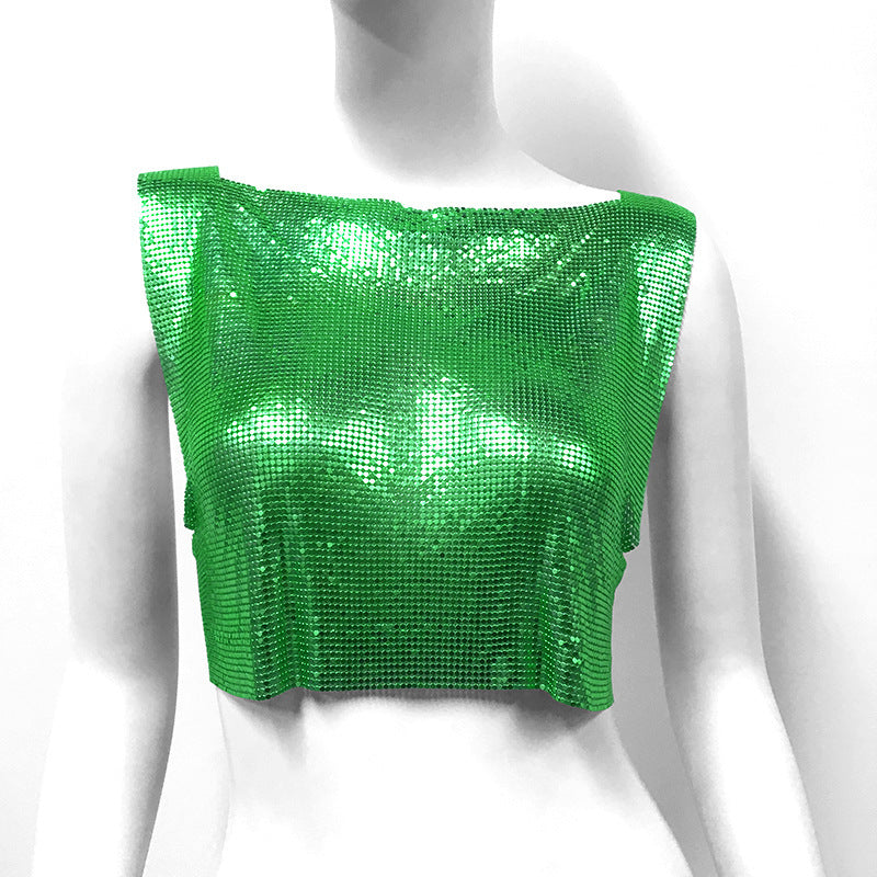 Women's Metal Sequins Top Sweet And Spicy Style Vest - kinko