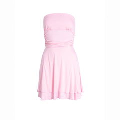 Y2K Tube-top Short Dress Summer Sexy Pleated Tight Dresses For Womens Clothing - kinko