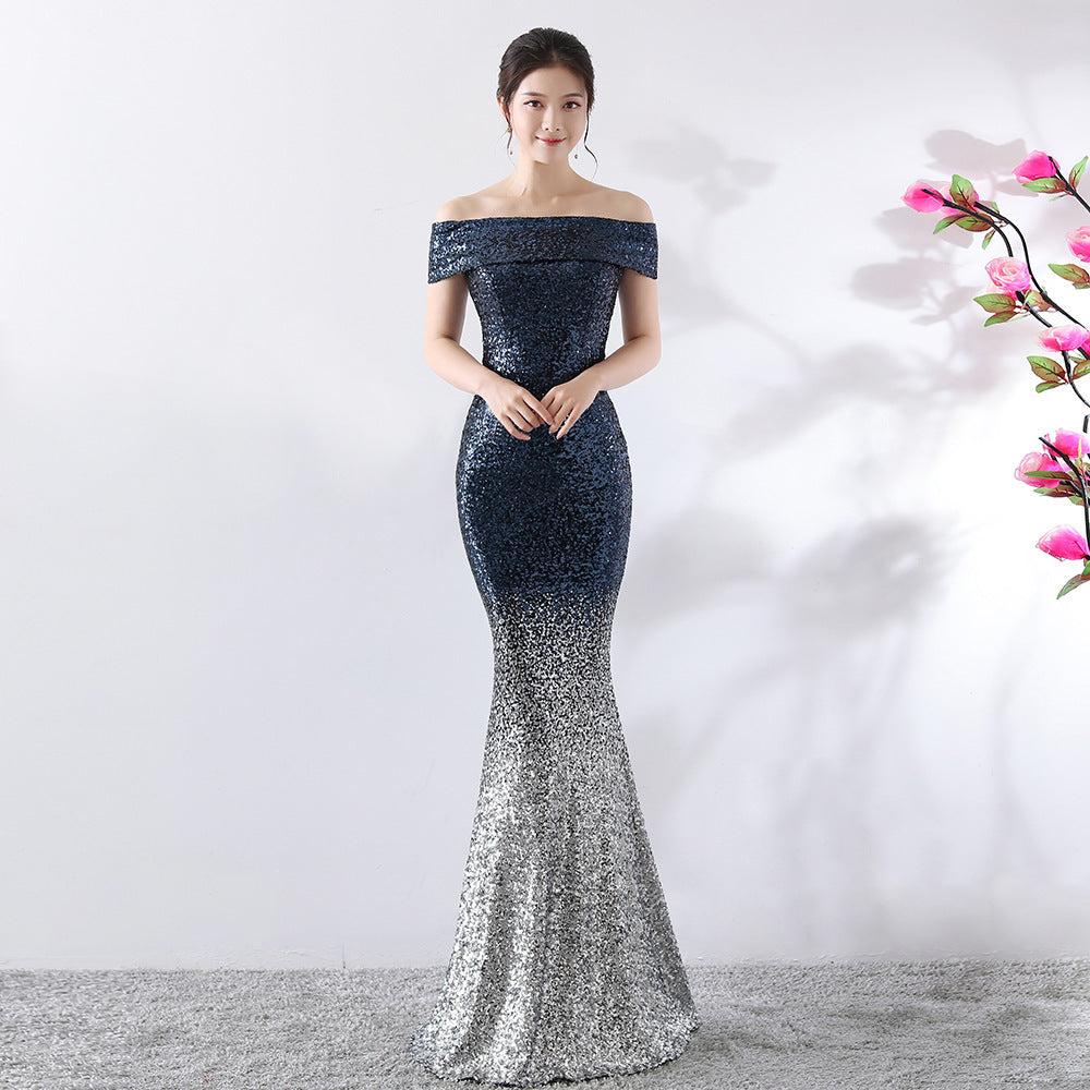 Birthday Party Dress Slimming Host Long Dress - kinko