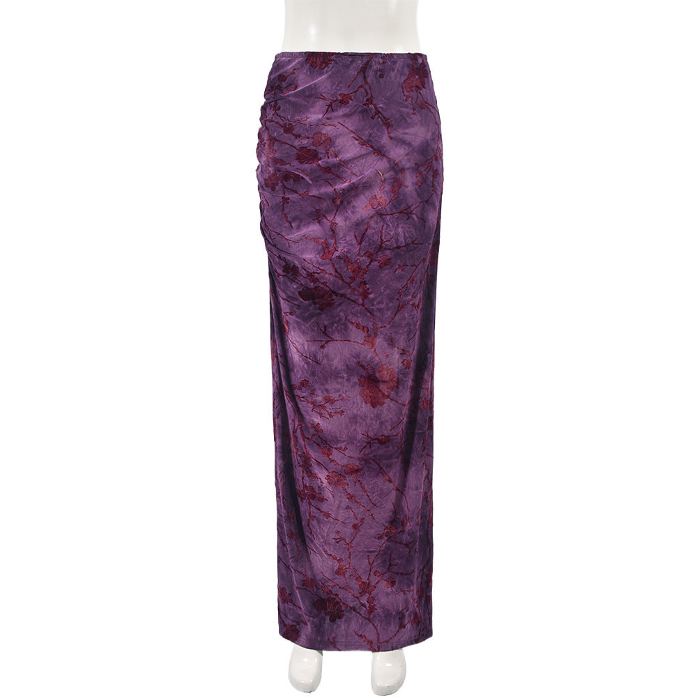 Hot Girl Autumn Women Clothing Knitted Street Sexy Flocking Flower Sheath Skirt For Women - kinko