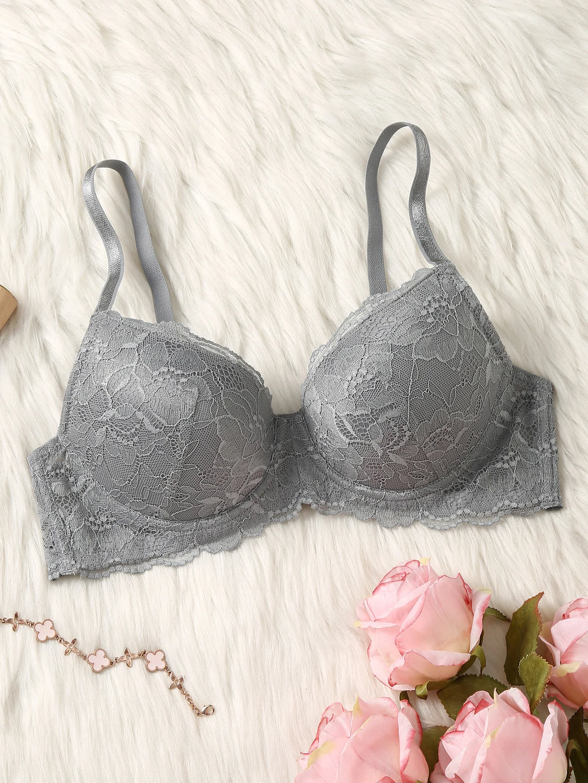 Women's sexy underwear soft lace underwire gathering support breast 3/4 cup bra fitting curve fashion lingerie female