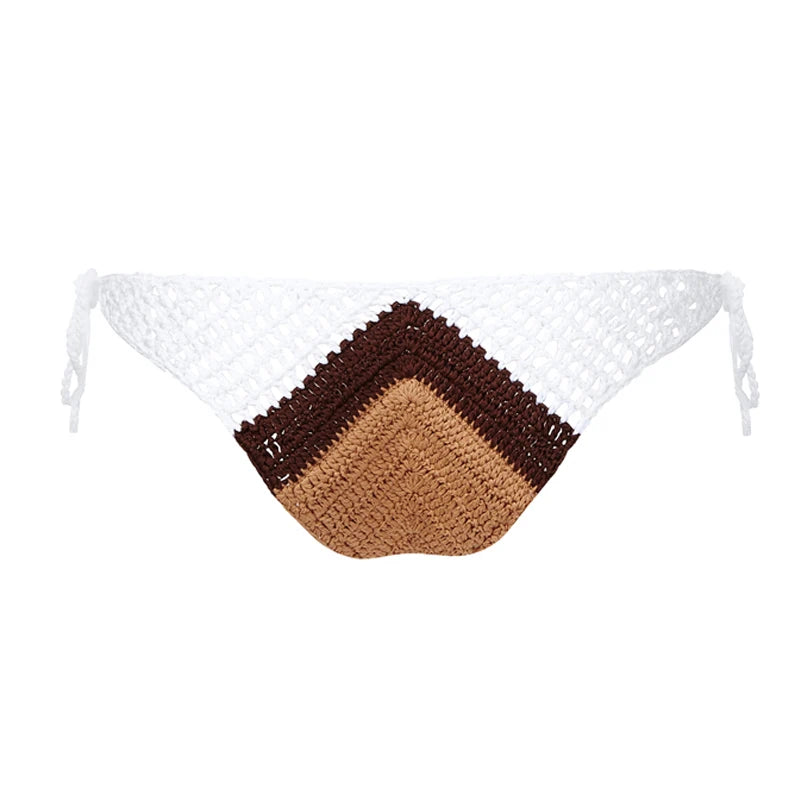High Quality Cotton Crochet Micro Bikinis Set Cute Bathing Suit Women Chevron Swimwear Brazil Side Tie Bottom Sexy Nice Swimsuit