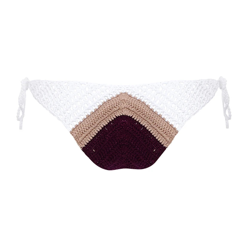 High Quality Cotton Crochet Micro Bikinis Set Cute Bathing Suit Women Chevron Swimwear Brazil Side Tie Bottom Sexy Nice Swimsuit