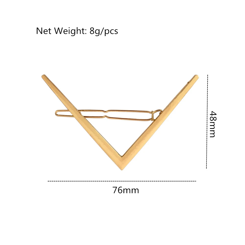 New  Barrettes Hair Styling Accessories for Women  Gold Color Letter "V" Shape Women Hair Clip