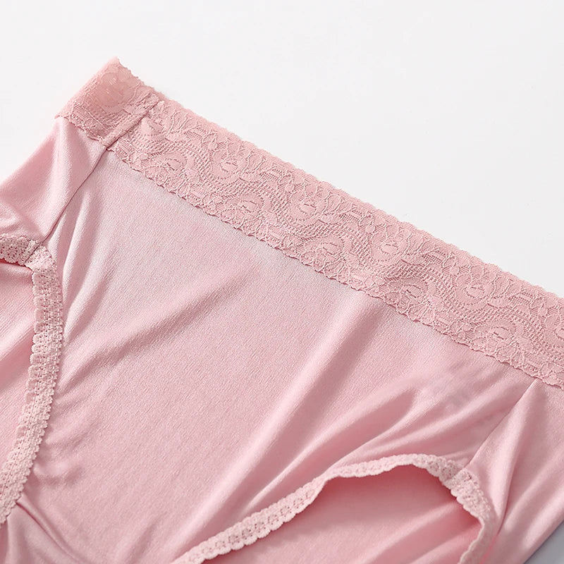 Underwear for Women Real Silk Brief Ladies Panties Hipster Panty Sexy Lace Plus size seamless Mid Waisted 3 Pack M-2XL