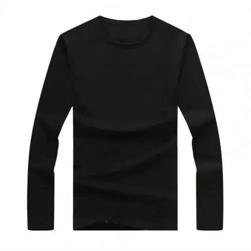 2021 Men's T shirt Top Solid Color Round Neck Casual Long Sleeve Slim All Match Base Shirt for Work