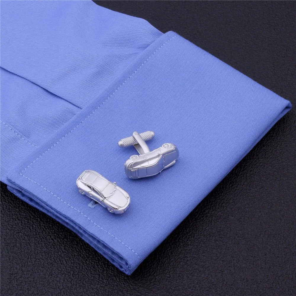 Matte Cufflinks Car mens Suit Accessories Dress Shirts Brushed Cuff Links With High Quality Gift Box