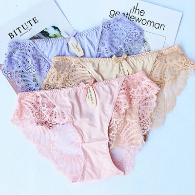 Plus Size Underwear Women Seamless Panties Briefs Sexy Panties Cotton Lingeries Calcinhas Shorts Lace Underpant Girls 3Pcs Panty