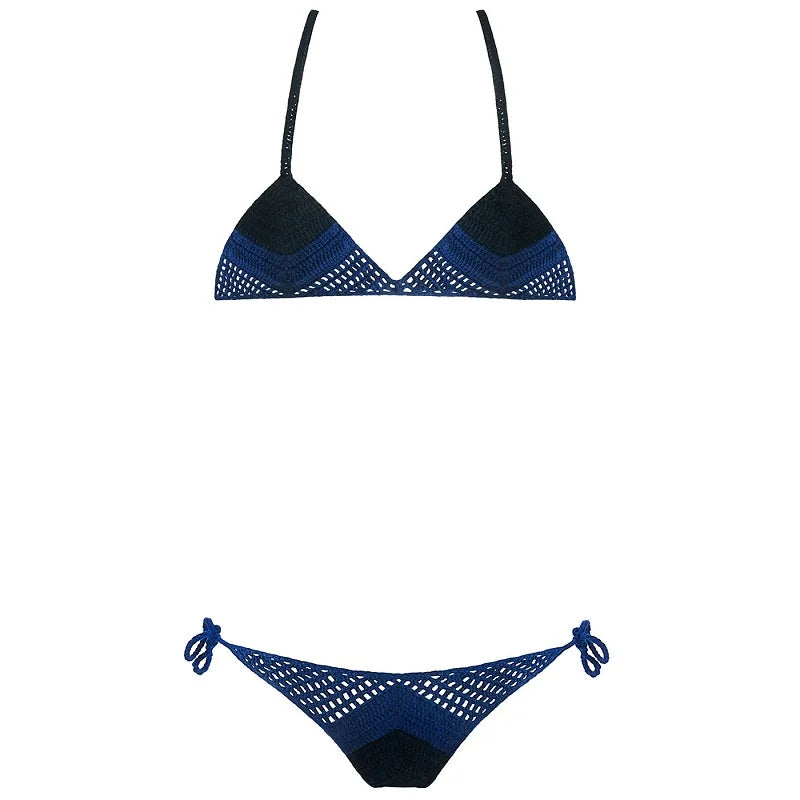 High Quality Cotton Crochet Micro Bikinis Set Cute Bathing Suit Women Chevron Swimwear Brazil Side Tie Bottom Sexy Nice Swimsuit