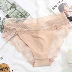 Plus Size Women's Underpants Female Panties Comfort Intimates Lace Underwear Briefs Ice Silk Hollow Out sexy Lingerie