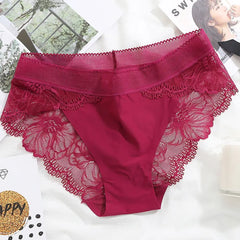 Plus Size Women's Underpants Female Panties Comfort Intimates Lace Underwear Briefs Ice Silk Hollow Out sexy Lingerie