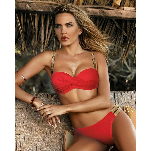 Women's Swimsuit Bikinis Set Swimwear Women Swimsuits Bathing Suit Women Swim Suit Halter Leaf Print Beach Wear Sexy Bikini