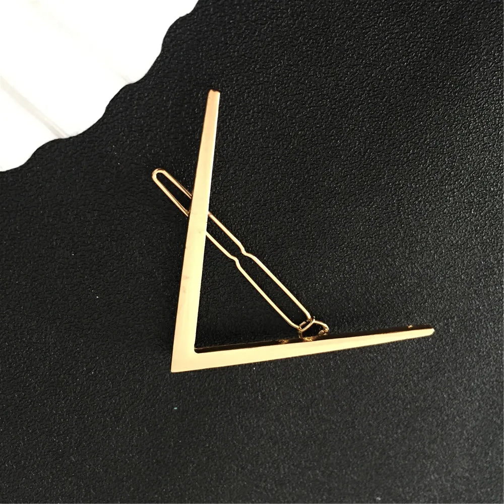 New  Barrettes Hair Styling Accessories for Women  Gold Color Letter "V" Shape Women Hair Clip