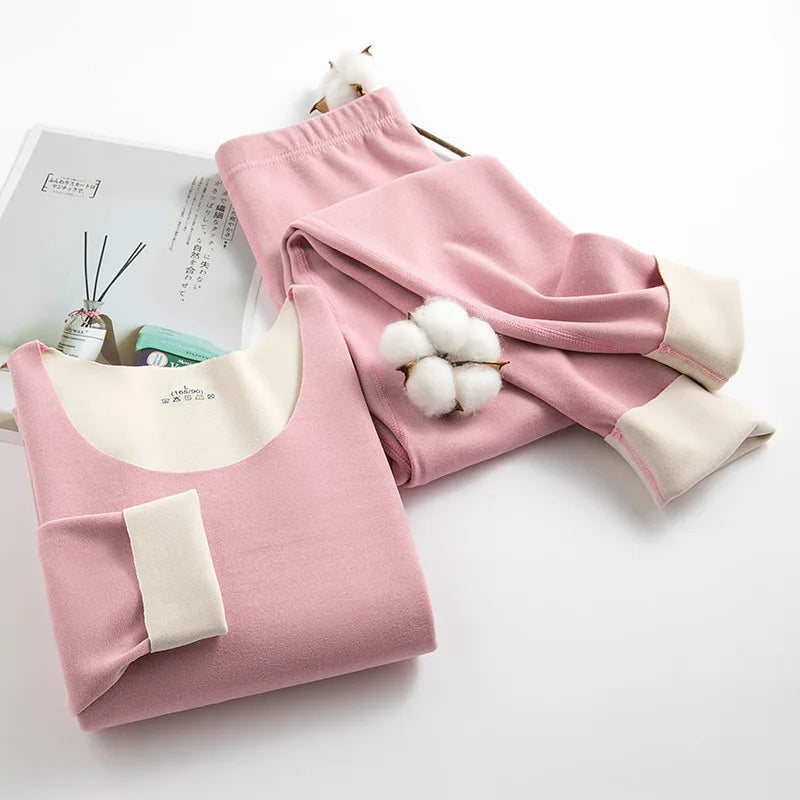 Women's Thermal Underwear Men Double-sided Fleece Seamless Thermos Clothing Warm Lingerie Suit Winter Clothes Women 2 Piece Sets