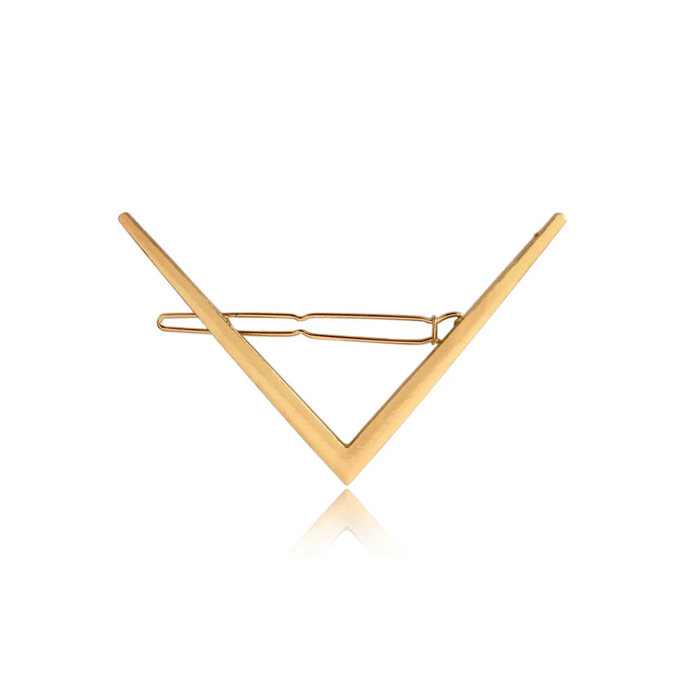 New  Barrettes Hair Styling Accessories for Women  Gold Color Letter "V" Shape Women Hair Clip