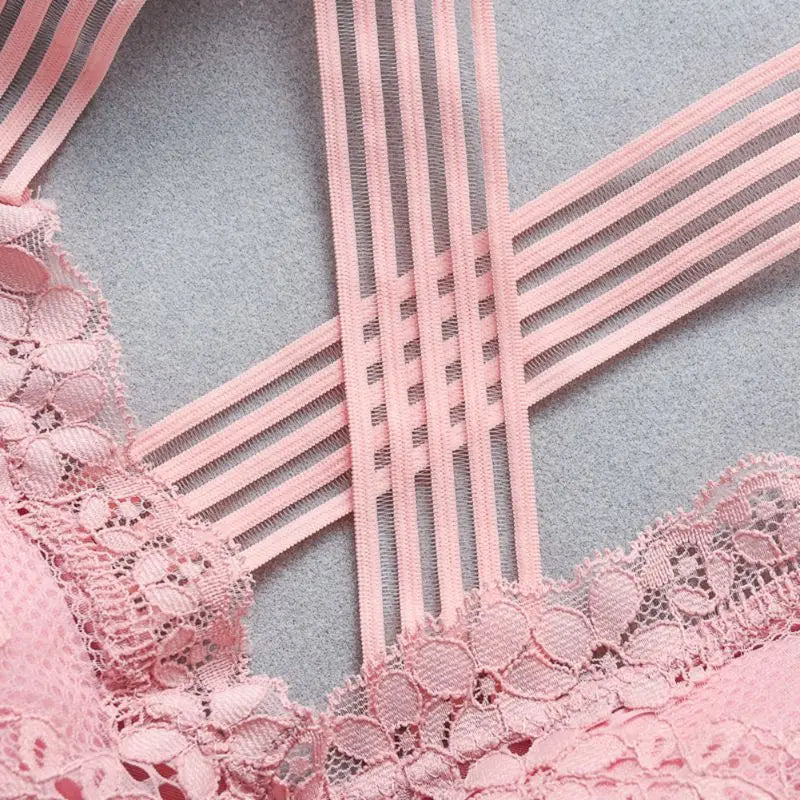 Women Sexy Lingerie Lace Bra Hollow Bralette Backless Top Female Padded Floral Brassiere Female Intimates Soft Underwear S-XL