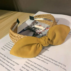 Raffia Straw Women Beach Hairbands Headbands Lovely Ribbits Ears Outdoor Hair Accessories Scrunchies Straw Head Wear Hair Hoops