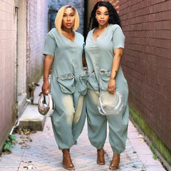 Women's Loose Crotch Jumpsuit Retro Personality - kinko