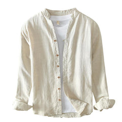 National Plain Casual Long Linen Sleeves Shirt - kinko
