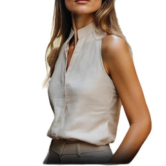 Women's Summer Fashionable Temperament Elegant V-neck Sleeveless Top - kinko